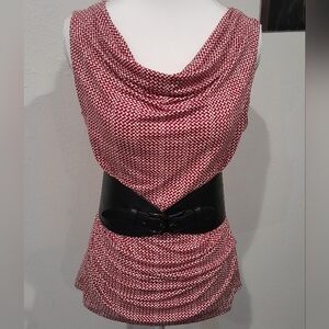Coldwater Creek red and white checkered cowl neck top Size S/8